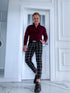 Checked men's trousers - black with red 65-2